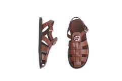 GUCCI SANDAL WITH BURCKLE BROWN LEATHER