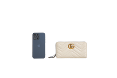GUCCI WALLET GG MARMONT ZIP AROUND WHITE