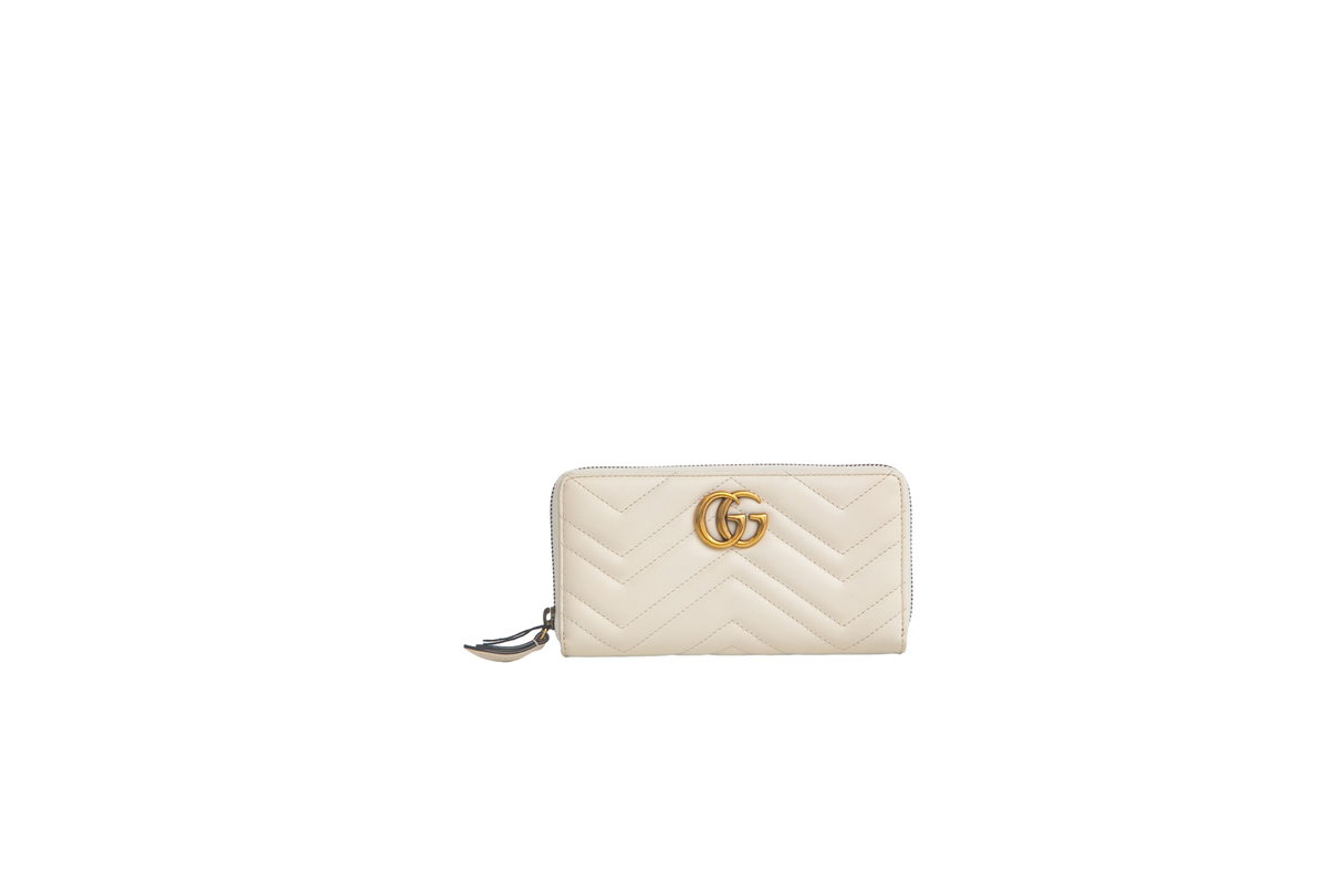 GUCCI WALLET GG MARMONT ZIP AROUND WHITE