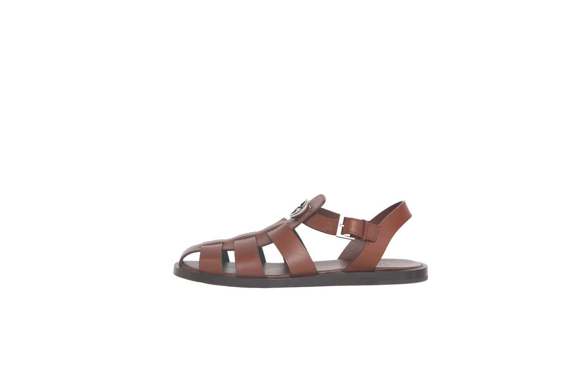 GUCCI SANDAL WITH BURCKLE BROWN LEATHER