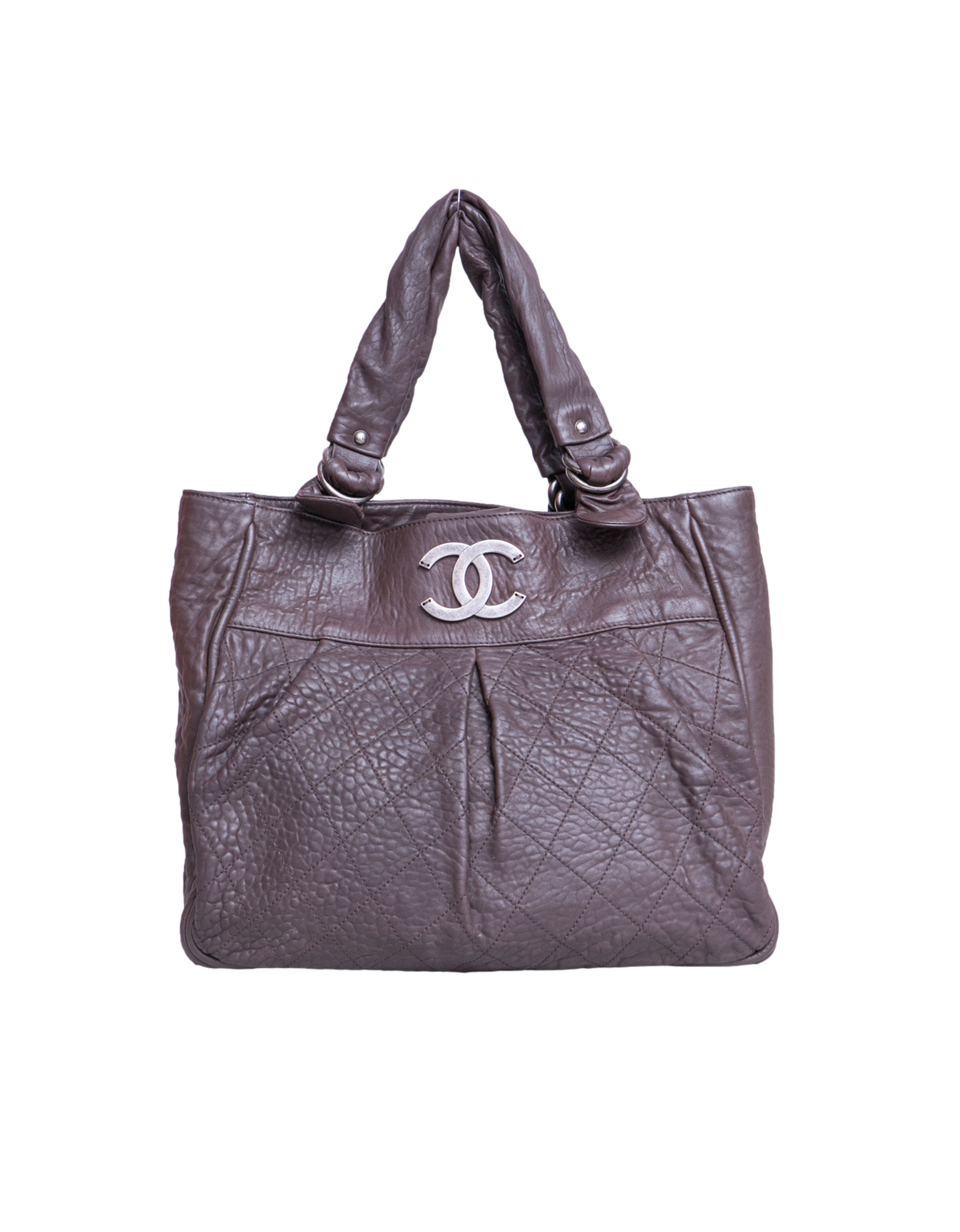 CHANEL LE MARAIS LARGE DISTRESSED LAMBSK IN BROWN