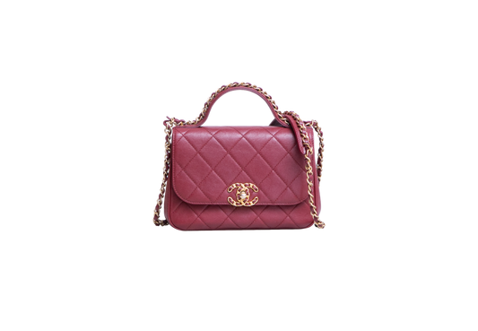 DESAPEGO FABI JUSTUS CHANEL CHAIN AFFINITY TOP HANDLE CALFSKIN BURGUNDY