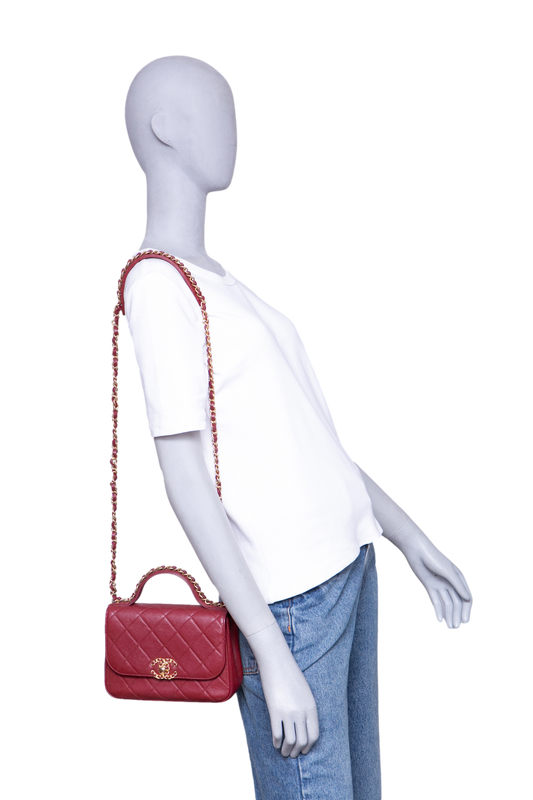 DESAPEGO FABI JUSTUS CHANEL CHAIN AFFINITY TOP HANDLE CALFSKIN BURGUNDY