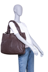 CHANEL LE MARAIS LARGE DISTRESSED LAMBSK IN BROWN
