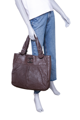 CHANEL LE MARAIS LARGE DISTRESSED LAMBSK IN BROWN