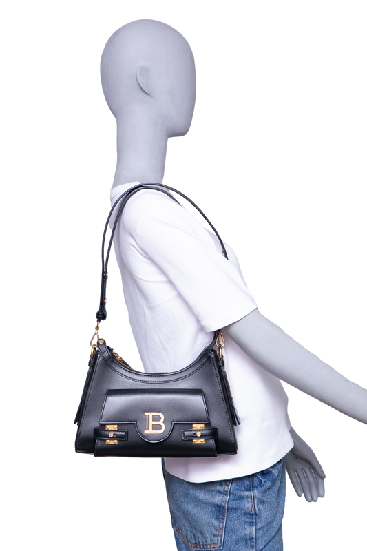 BALMAIN B-BUZZ SHOULDER BAG LEATHER BLACK
