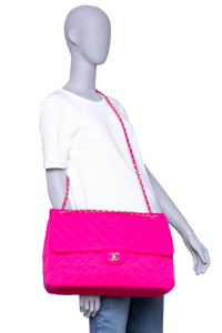 CHANEL CLASSIC FLAP MAXI MATELASSÊ NEON PINK