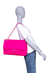 CHANEL CLASSIC FLAP MAXI MATELASSÊ NEON PINK