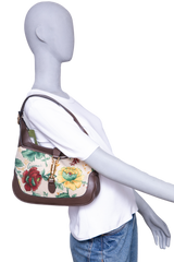 GUCCI JACKIE 1961 SMALL FLORA EMBROIDERED CANVAS BROWN