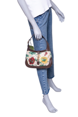 GUCCI JACKIE 1961 SMALL FLORA EMBROIDERED CANVAS BROWN