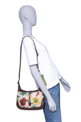 GUCCI JACKIE 1961 SMALL FLORA EMBROIDERED CANVAS BROWN