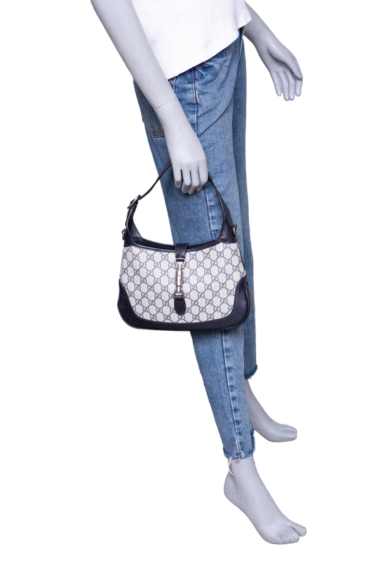 GUCCI JACKIE 1961 SMALL GG COATED CANVAS NAVY