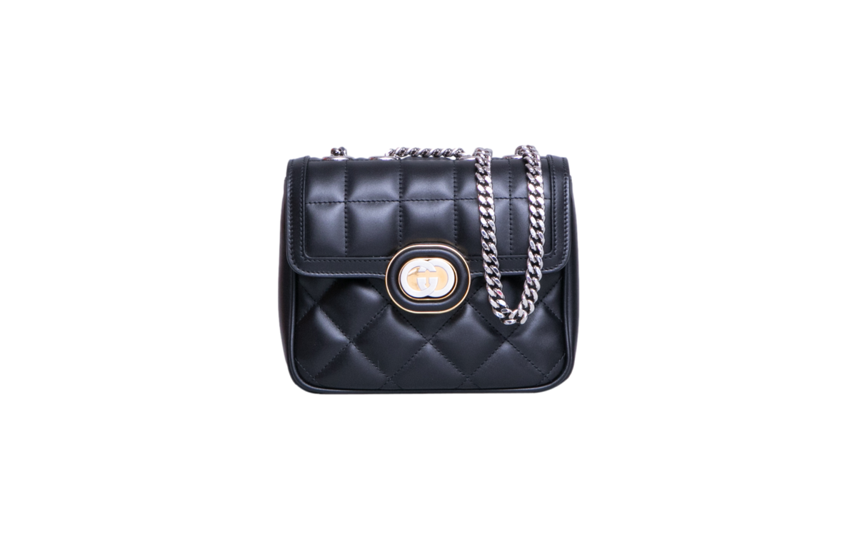 GUCCI MINI DECO QUILTED LEATHER BLACK