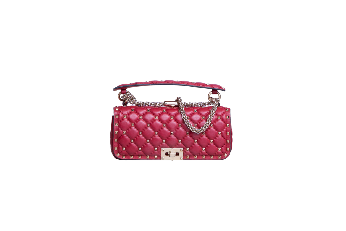VALENTINO ROCKSTUD SPIKE LEATHER RED
