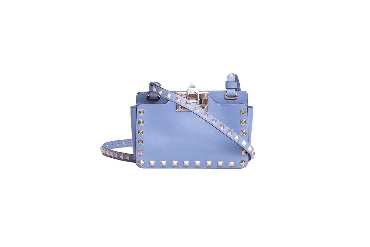 VALENTINO ROCKSTUD PHONE CASE LEATHER BLUE