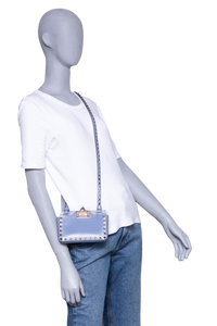 VALENTINO ROCKSTUD PHONE CASE LEATHER BLUE