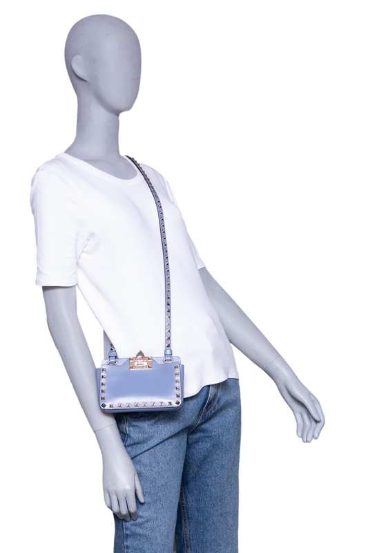 VALENTINO ROCKSTUD PHONE CASE LEATHER BLUE