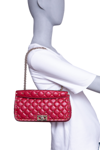 VALENTINO ROCKSTUD SPIKE LEATHER RED