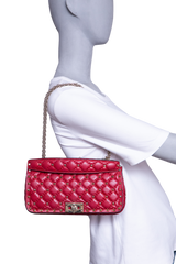 VALENTINO ROCKSTUD SPIKE LEATHER RED