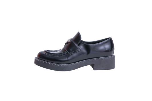 PRADA LOAFER MONOLITH SPAZZOLATO BLACK - 37 1/2 BR
