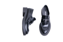 PRADA LOAFER MONOLITH SPAZZOLATO BLACK - 37 1/2 BR