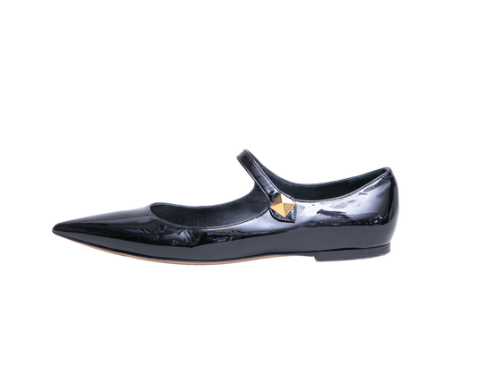 VALENTINO BALLET FLATS TIPTOE PATENT BLACK - 37 BR
