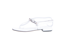MIU MIU SANDAL FLAT CHAIN LINK PATENT WHITE - 36 BR