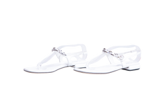 MIU MIU SANDAL FLAT CHAIN LINK PATENT WHITE - 36 BR