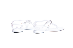 MIU MIU SANDAL FLAT CHAIN LINK PATENT WHITE - 36 BR