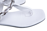 MIU MIU SANDAL FLAT CHAIN LINK PATENT WHITE - 36 BR