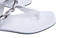 MIU MIU SANDAL FLAT CHAIN LINK PATENT WHITE - 36 BR