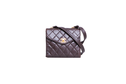 CHANEL VINTAGE QUILTED ENVELOPE FLAP LAMBSKIN BROWN