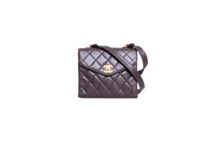 CHANEL VINTAGE QUILTED ENVELOPE FLAP LAMBSKIN BROWN