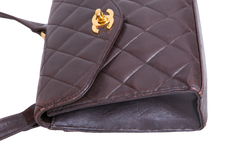 CHANEL VINTAGE QUILTED ENVELOPE FLAP LAMBSKIN BROWN