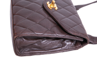 CHANEL VINTAGE QUILTED ENVELOPE FLAP LAMBSKIN BROWN