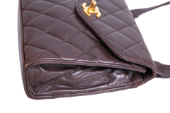 CHANEL VINTAGE QUILTED ENVELOPE FLAP LAMBSKIN BROWN