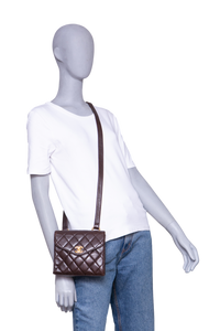 CHANEL VINTAGE QUILTED ENVELOPE FLAP LAMBSKIN BROWN