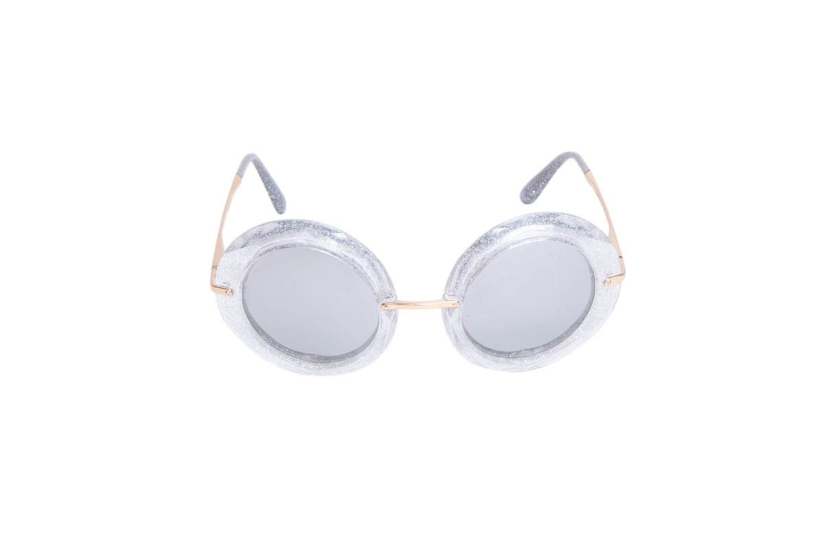 D&G ROUND CRYSTAL/GLITTER SILVER ACETATE