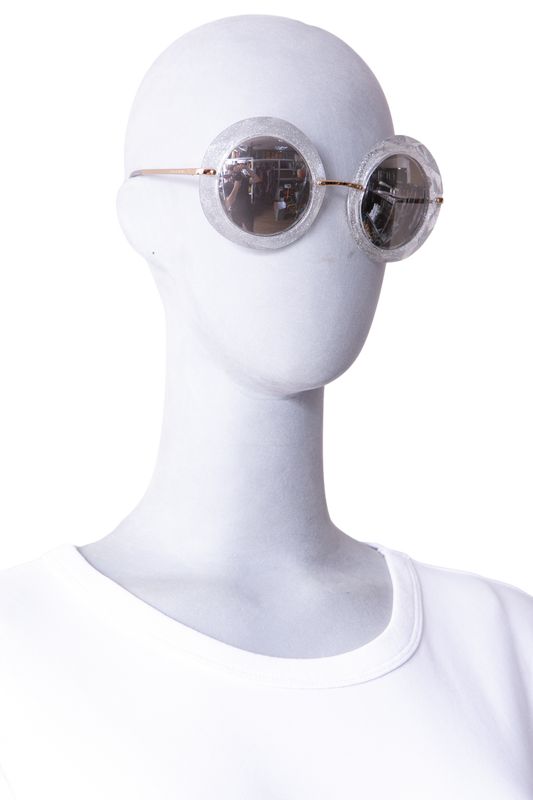 D&G ROUND CRYSTAL/GLITTER SILVER ACETATE