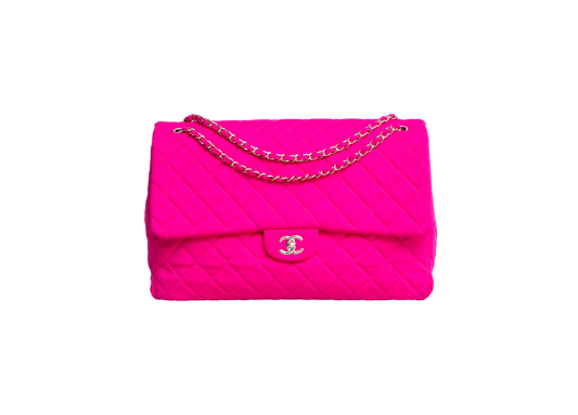 CHANEL CLASSIC FLAP MAXI MATELASSÊ NEON PINK