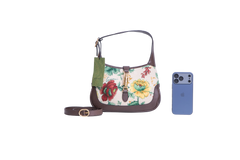 GUCCI JACKIE 1961 SMALL FLORA EMBROIDERED CANVAS BROWN