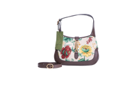 GUCCI JACKIE 1961 SMALL FLORA EMBROIDERED CANVAS BROWN