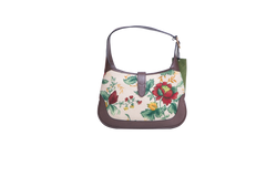 GUCCI JACKIE 1961 SMALL FLORA EMBROIDERED CANVAS BROWN
