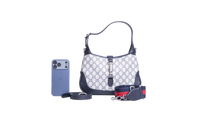 GUCCI JACKIE 1961 SMALL GG COATED CANVAS NAVY