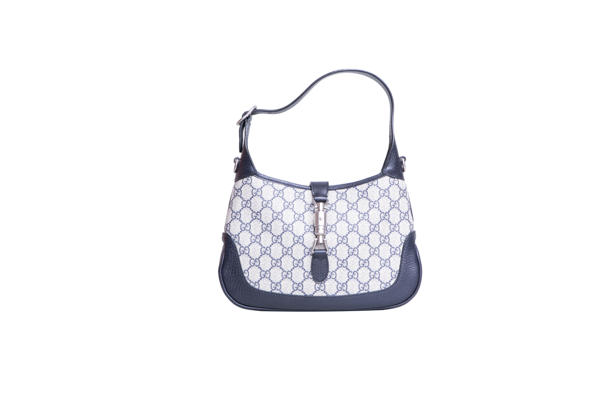 GUCCI JACKIE 1961 SMALL GG COATED CANVAS NAVY