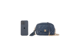 CHANEL CC DIAMOND LAMBSKIN NAVY