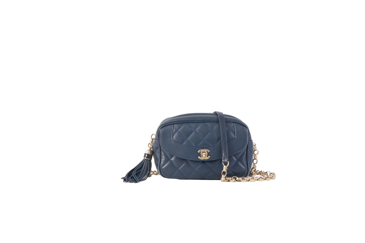 CHANEL CC DIAMOND LAMBSKIN NAVY