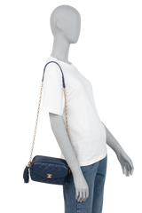 CHANEL CC DIAMOND LAMBSKIN NAVY