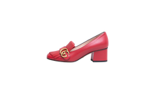 GUCCI BLOCK HEEL PUMPS RED FRINGE DETAIL - 35 BR