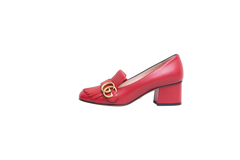 GUCCI BLOCK HEEL PUMPS RED FRINGE DETAIL - 35 BR